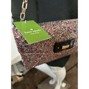 Kate Spade New York Womens Sonia Crossbody Bag Multicolor Flap Chain Glitter S